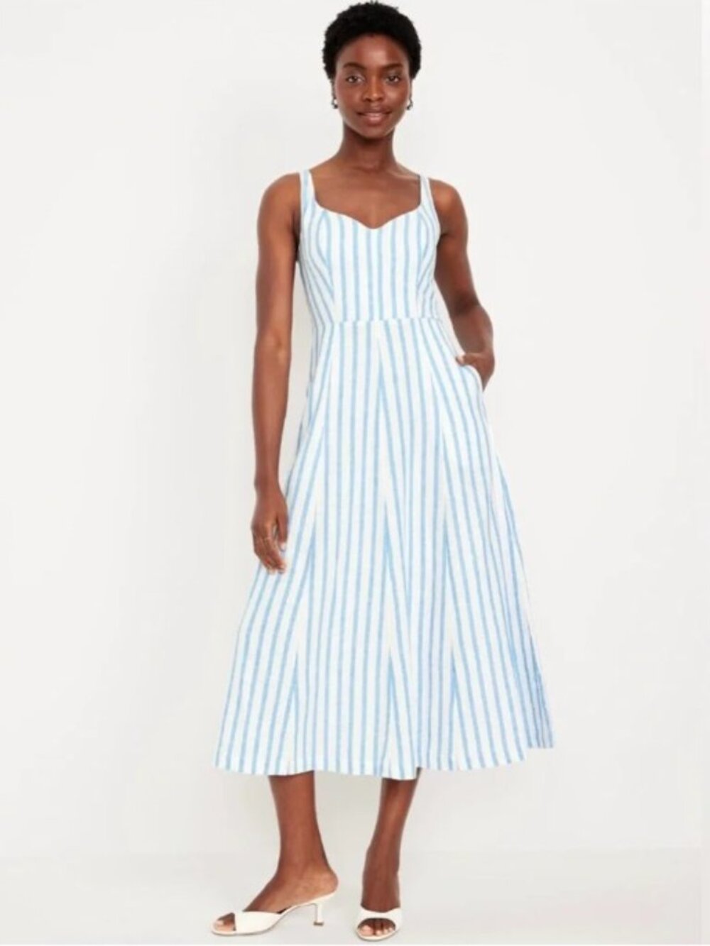 NWT Old Navy Fit & Flare Sleeveless Linen-Blend Midi Dress XXL Tall